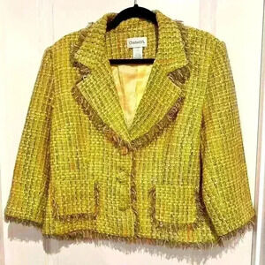 Chadwick, women's size 16 blazer,  pastel colors, fringe trim, lined, EUC